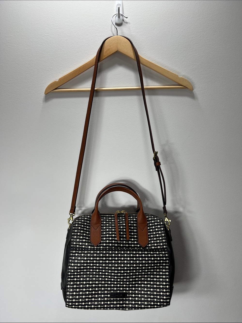 Fossil Black and White Patterned Women’s Satchel